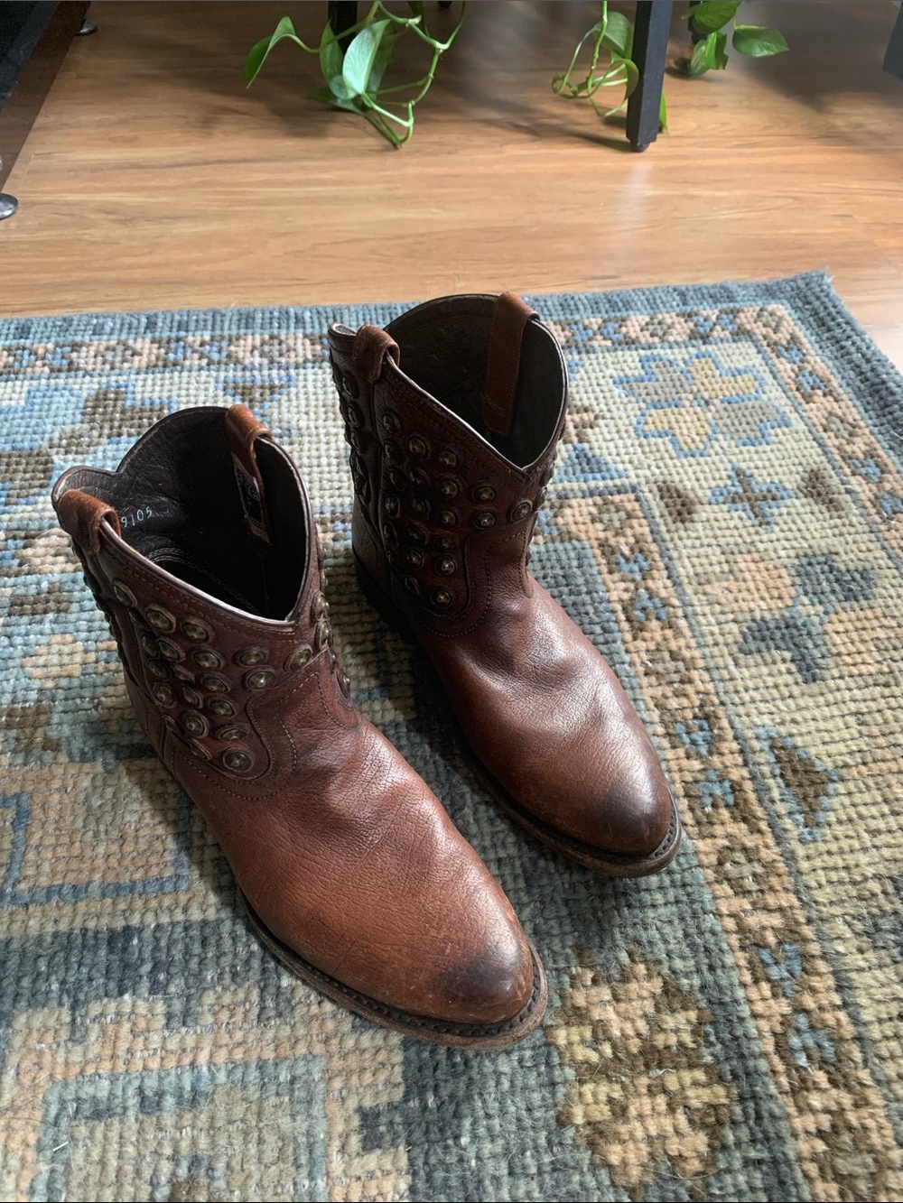 Frye Brown Leather Studded Women's Ankle Bootie